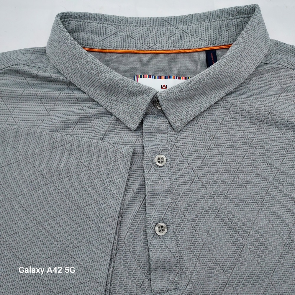 MODERN‎ AMBITION Mens Gray Diamond Pattern Polo Shirt DELIGHTFULLY TECHNICAL XXL